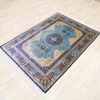 YILONG 122x183cm bleu noué à la main tapis de soie haut artisanat persan Qum tapis décor à la maison