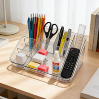 Organisateur de cosmétiques en plastique pour bureau, grande capacité, support transparent pour poudres, rouges à lèvres, crayons à sourcils, boîte de rangement