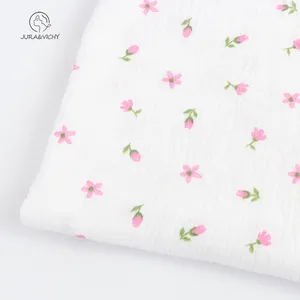 Custom Super Soft Floral Print 100% Organic Cotton Muslin Swaddle Double Gauze Newborn Baby Blanket Fabric