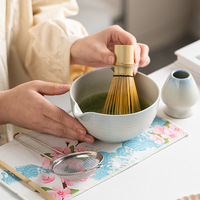 Ensemble de café et de thé en céramique de qualité alimentaire écologique Matcha, 6 pièces, avec design Japandi, construction durable, emballage en boîte cadeau