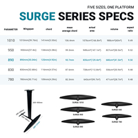 Meilleures ventes : Aile hydrofoil en carbone Wingfoil Surge 890, Aile haute vitesse pour Wingfoil, Aile Pumpfoil, Hydrofoil Surge 1240 pour sports nautiques et surf