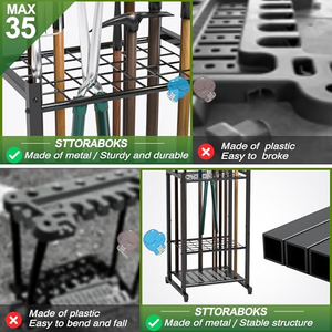 Support de rangement pour outils de jardin en acier robuste, capacité jusqu'à 50 pieds cubes, pour l'organisation du garage et du remise extérieure - Product Image 4