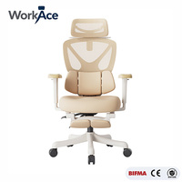 Chaise de bureau ergonomique moderne en PVC à dossier haut en maille, avec appui-tête réglable, support lombaire et double roulettes – Vente directe usine