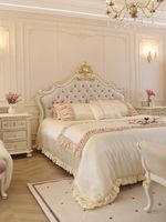Lit rembourré Versailles 1,8 m, style palais français, lit king-size en bois sculpté à la main, meubles de chambre principale