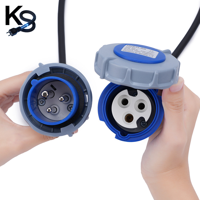 IP65 Waterproof Underwater 3 Pin 16A 250V IEC 60309 Industrial Plug Extension Cord Heavy Duty Outdoor for RV Boat Marine Use