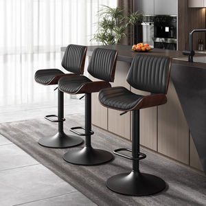 Silla giratoria moderna <span class=keywords><strong>de</strong></span> cuero <span class=keywords><strong>de</strong></span> madera maciza <span class=keywords><strong>de</strong></span> lujo ligera específica <span class=keywords><strong>de</strong></span> la <span class=keywords><strong>isla</strong></span> <span class=keywords><strong>para</strong></span> el hogar, <span class=keywords><strong>taburete</strong></span> <span class=keywords><strong>de</strong></span> bar <span class=keywords><strong>de</strong></span> fácil elevación con respaldo alto <span class=keywords><strong>para</strong></span> Cocina - Product Image 1