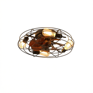 Ventilateur de plafond moderne style ferme avec télécommande, moteur réversible, pales en fer noir et bois, 20 pouces, pour salon - Product Image 1