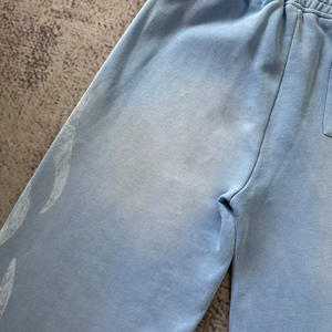 Erkek yüksek kalite % 100% pamuk koşu pantolonları 400gsm geniş düz boynuz tasarım özel boy düz bel spor için - Product Image 5