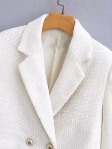 <span class=keywords><strong>Blazer</strong></span> Corto da <span class=keywords><strong>Donna</strong></span> in <span class=keywords><strong>Tweed</strong></span> Doppiopetto con Bottoni Metallici Elegante Casual da Ufficio - Product Image 4