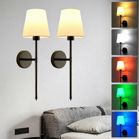 Applique murale LED rechargeable sans fil en fer, style américain, design moderne et créatif, pour chambre, chevet, escalier, maison d'hôtes, avec bordure décorative pour tissu