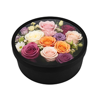 Boîte Cadeau Cylindrique Noire Écologique et Durable avec Fenêtre Transparente en PET, Empilable, pour Rangement Floral, Présentoir de Bouquets, Logo Couleur Personnalisé