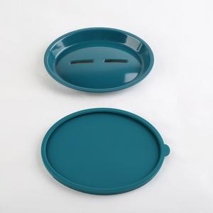 Jabonera ovalada de plástico con drenaje y soporte para accesorios de baño - Product Image 4