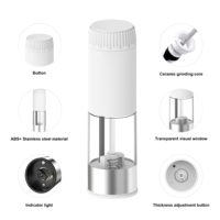 Moulin à sel et à poivre électrique automatique moderne de 100 ml en plastique ABS et acier inoxydable, alimenté par piles, portable