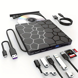 Unidad de DVD Externa Multifuncional 7 en 1, Unidad Óptica USB Tipo C con Expansión USB y Lector de Tarjetas SD/TF - Product Image 3