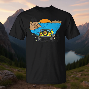 Camiseta premium con ilustración de lago y montañas para vehículos con tracción en las 4 ruedas - Product Image 3