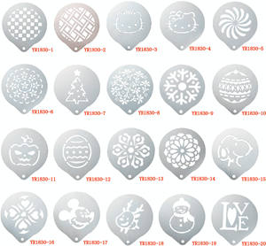 Vente en gros Ensemble d'art au latte en acier inoxydable de qualité alimentaire personnalisé pochoirs à café de décoration, modèle de cappuccino - Product Image 5