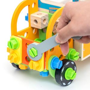 Children 91Pcs Multifunctional Stem Natural <b>Wood</b> Construction Bench Toy <b>Box</b> Kids <b>Tool</b> Set With Electric Screwdrivers - Product Image 3
