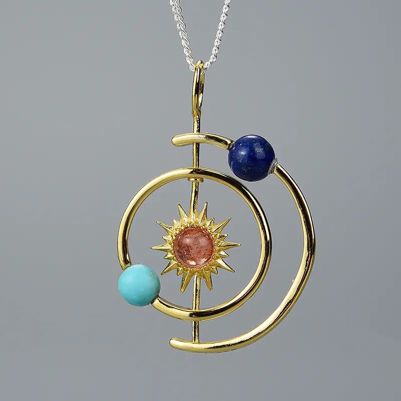 Heißer verkauf kreative schmuck frauen silber anhänger solar system anhänger