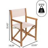 Chaise de Réalisateur Pliante Vintage en Acacia pour l'Extérieur avec Siège en Toile Classique