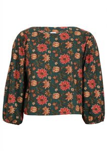 Haut pour femme de haute qualité 100% coton avec col rond classique et manches bishop fluides, tissu doux, vêtement décontracté pour tous les jours - Product Image 5