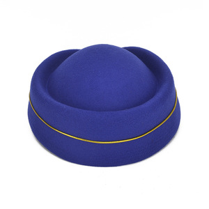 Sapphire Blue Beret For Airline Uniforms With Gold Embroidery And Trim Polyester Material Fall 2024 - Product Image 2