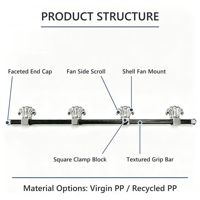 Poignée de cercueil à barre pivotante en plastique pour adultes, modèle Long Shell Design CH-08L, quincaillerie funéraire, fournitures funéraires en gros