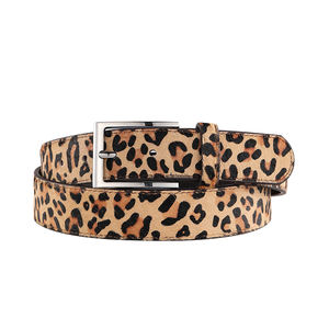 Cinturón de crin de moda con logotipo personalizado con hebilla de PIN con patrón de leopardo Cinturón de cuero genuino de crin - Product Image 1