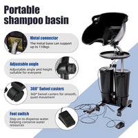 Bac à shampoing portable professionnel pour salon, avec hauteur réglable, cuve profonde, lavabo pour coiffeur mobile