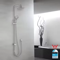 Colonne de douche murale en laiton chromé avec mitigeur, ensemble de robinetterie, jet pluie et massage, pour usage hôtelier, barre coulissante, réglages ajustables, douche ABS