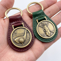 Porte-clés en cuir véritable et alliage de zinc avec logo personnalisé, souvenir sportif de golf, promotionnel de luxe