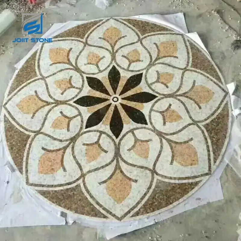 China Fancy Flower Pattern Water Jet Medallion Marble Flooring Design