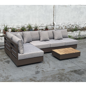 Ensemble de canapés d'extérieur en aluminium, style nordique, détachable, en forme de L, pour hôtels, villas, jardins, balcons, piscines - Product Image 2