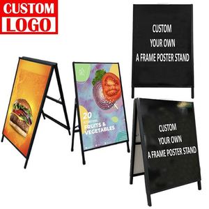 <b>A3</b> A4 A5 A6 Size Banner Poster Holder Display Frame Pavement Sidewalk Sign A1 Metal a Frame Sign Fold - Product Image 1