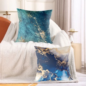 Motif marbre jeter taies d'oreiller housses de coussin <span class=keywords><strong>or</strong></span> et bleu housse de coussin pour canapé-lit canapé décorations pour la maison - Product Image 3