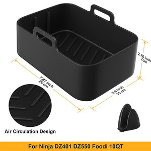 Lot de 2 revêtements de panier en silicone pour friteuse, réutilisables et antiadhésifs, pour <span class=keywords><strong>Ninja</strong></span> <span class=keywords><strong>Foodi</strong></span> Dual. - Product Image 2