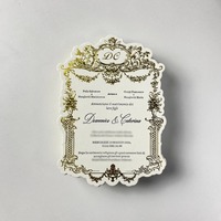 Cartes d'invitation de mariage personnalisées de luxe de la marque DigitalInk, vintage, faites à la main, avec estampage 3D en or, papier coton fabriqué au Fujian