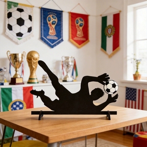 Décoration de <span class=keywords><strong>table</strong></span> en silhouette de joueur de football en bois pour les fans de tournoi, idéale pour les fournitures de fête de match, la décoration de bureau à domicile ou au bureau - Product Image 2