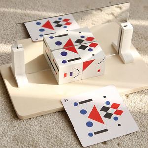 Kids Perfect Gift Mirror <b>Block</b> Puzzles <b>Building</b> Cubes Pattern Matching Wooden Match Puzzle Game - Product Image 2
