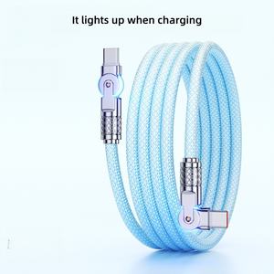 Cable USB-C con Enchufe Giratorio de 180 Grados de Aleación de <span class=keywords><strong>Zinc</strong></span> y Trenzado de Nailon, Carga Rápida PD de 60 W y 3 A, Cable de Datos con Luz LED, Cable Trenzado de Nailon 100% - Product Image 2