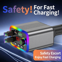 Transmetteur FM pour voiture RGB Starlight BT5.3 30W PD avec port de charge rapide Type-C rétractable, chargeur de téléphone multifonctionnel pliable pour voiture