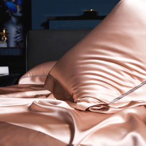100% soie de mûrier luxe doux drap-housse drap plat double taille usine en gros literie en soie personnalisée - Product Image 3