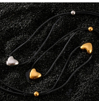 N0540 Collier de cordon de corde plaqué or 18 carats bijoux en acier inoxydable collier pendentif coeur pour les femmes