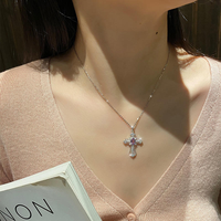 Collier pendentif croix en argent S925 incrusté de pierres précieuses naturelles pour femmes, fabrication OEM ODM sur mesure, vente en gros, ensemble de bijoux fins, cadeau, nouveauté