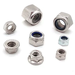 SS304 SS316 Self-locking Nut Stainless Steel Metal Hex Flange 1/2 Nylon Lock Nut