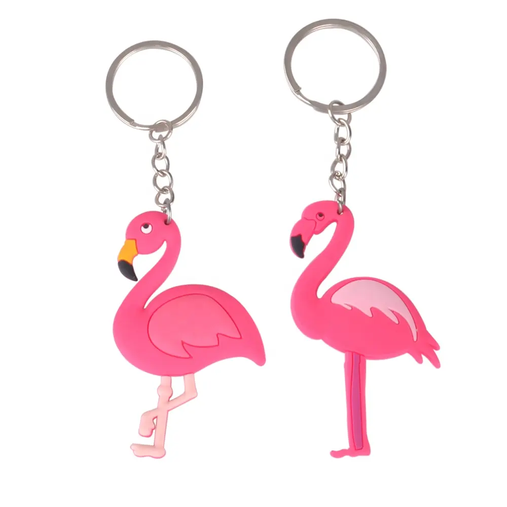 Chaveiro de borracha personalizado do flamingo 3d, chaveiro personalizado de borracha pvc macia para bolsa, pingente, enfeite de chaveiro, presente