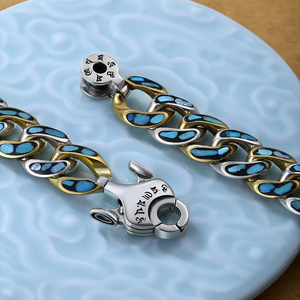 <span class=keywords><strong>Bracelet</strong></span> en perles Dzi tibétaines à neuf yeux et mantra à six caractères, turquoise, pour hommes - Product Image 6