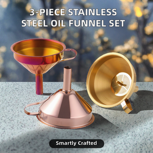 Juego de 3 embudos de acero inoxidable colgables, aptos para lavavajillas, dispensador de líquidos y polvos de boca ancha para cocina y uso doméstico - Product Image 2