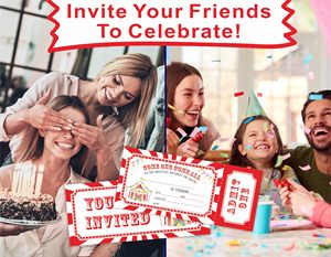 Vamos, vamos, todas las <span class=keywords><strong>entradas</strong></span> de invitación de carnaval, invitaciones de cumpleaños de circo vintage con sobres para recuerdo de fiesta de cumpleaños - Product Image 4