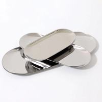 Ensemble de plateaux de service ovales en acier inoxydable 430, finition miroir, 3 pièces (18/23/30 cm), décoration moderne pour mariage et maison