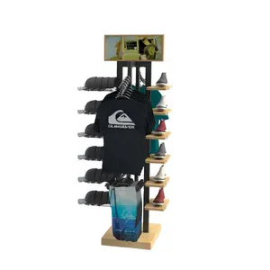 Custom Supermarkt Floor Stand Voor Winkel Houten T-shirt Display Rekken Kleding Rek Voor Boutique Kleding Rekken Kledingstuk Display